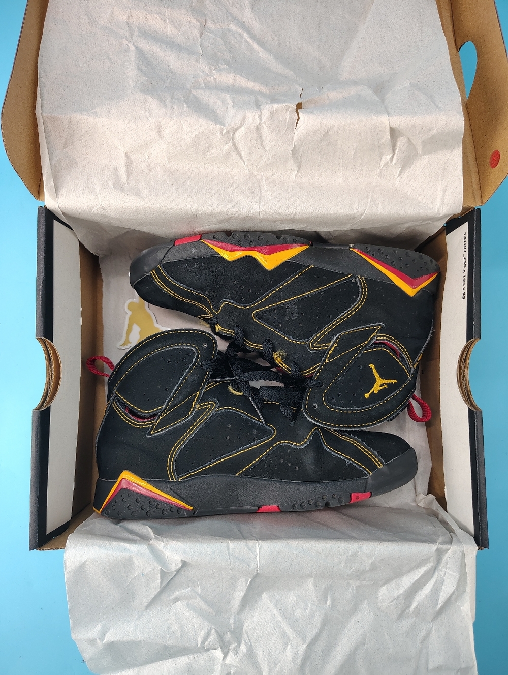 Nike Air Jordan 7 Retro "Citrus" Black Yellow, & Red Size 13.5C Kids DJ2778-081